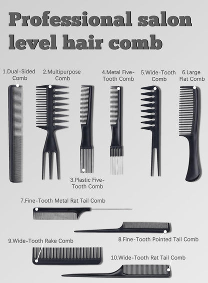 Hair Comb- 10Pcs Professional Hair Styling Combs, Anti-Static Barber Combs Kit for Detangling, Fine & Thick Hair (Styling Hair Comb 10PCS)