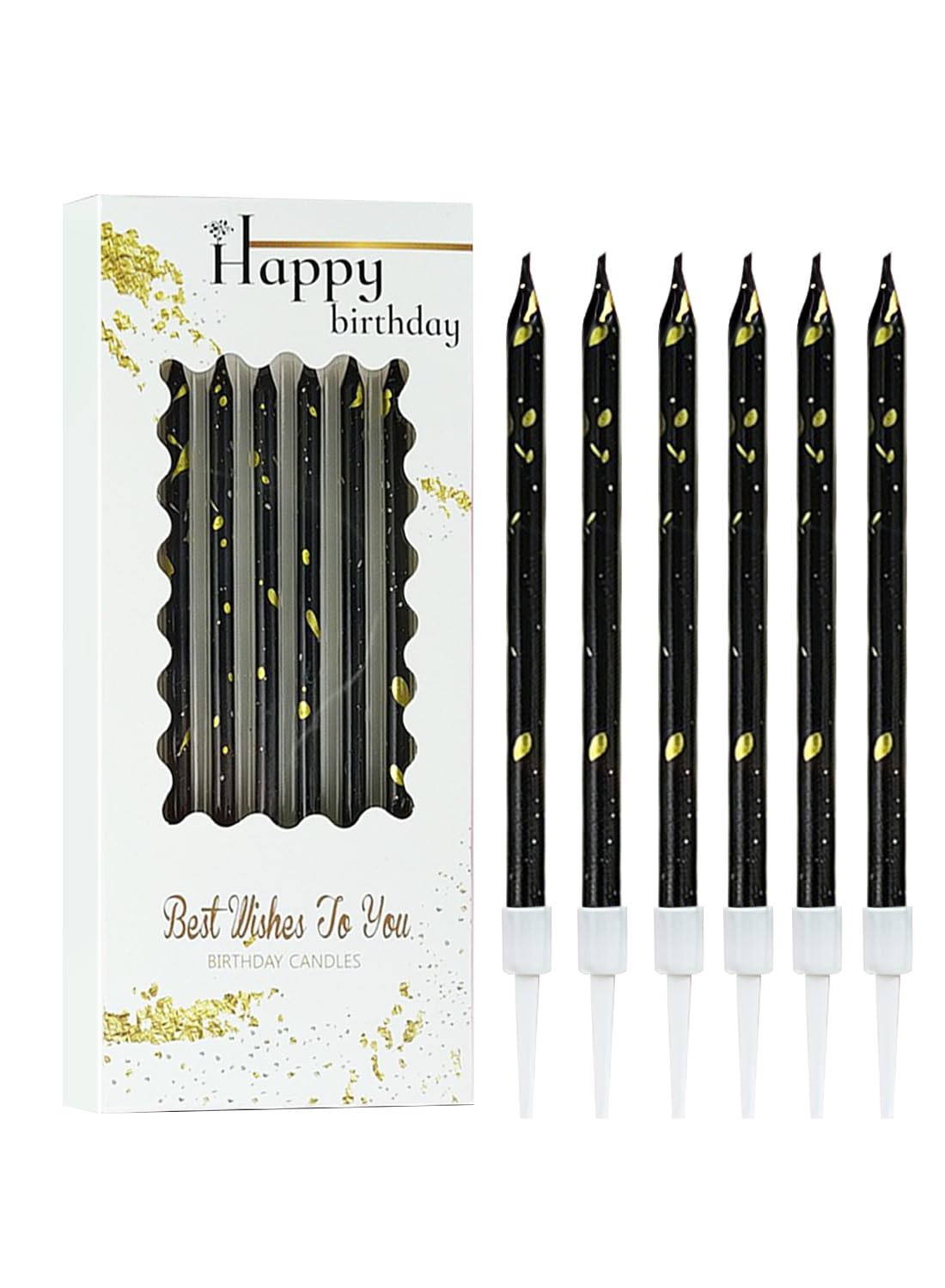 Colorful Long Thin Metallic Birthday Candles Kit£¬Glittery Cake Toppers with Cute Designs, Perfect for Kids' Parties, Anniversaries, and Celebrations-6Pcs Set Colorful