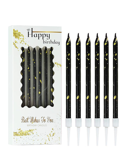 Colorful Long Thin Metallic Birthday Candles Kit£¬Glittery Cake Toppers with Cute Designs, Perfect for Kids' Parties, Anniversaries, and Celebrations-6Pcs Set Colorful