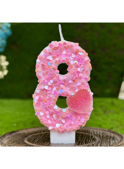 7cm Birthday Number Candles for Cake Decoration, Glittery Cake Toppers with Cute Designs, Perfect for Kids' Parties, Anniversaries, and Celebrations-Green Turtle(No.0)