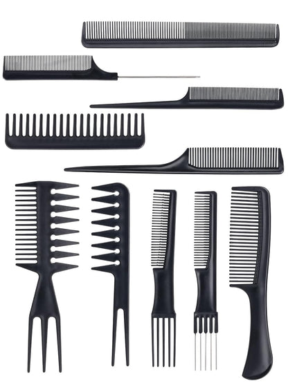 Hair Comb- 10Pcs Professional Hair Styling Combs, Anti-Static Barber Combs Kit for Detangling, Fine & Thick Hair (Styling Hair Comb 10PCS)