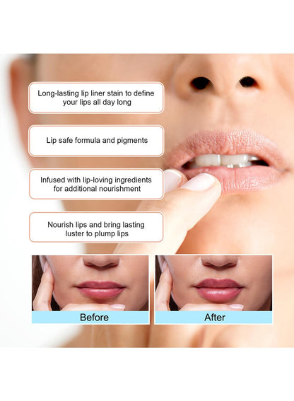 NOVO Lip Liner Stain, Long Lasting Removable Peel Off Lipline Tattoo for Women-Red
