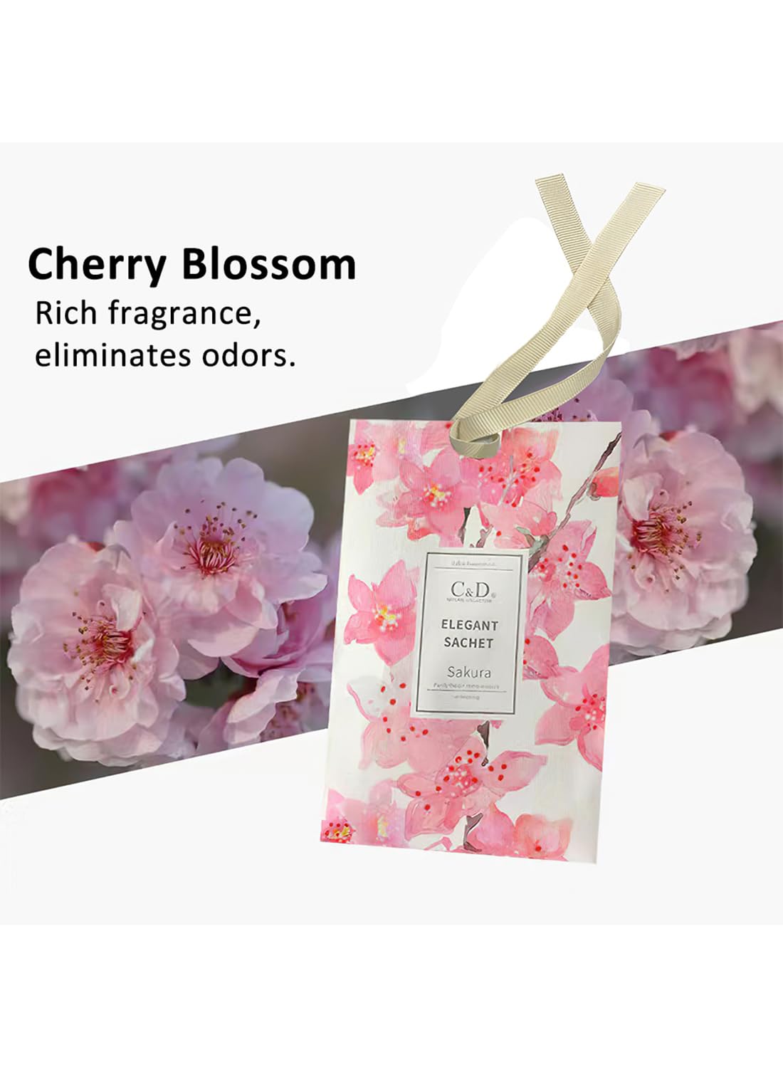 NOVO Aromatherapy Scented Sachets, Hanging Long Lasting Air Freshener for Wardrobes & Cars, 20g -Rose
