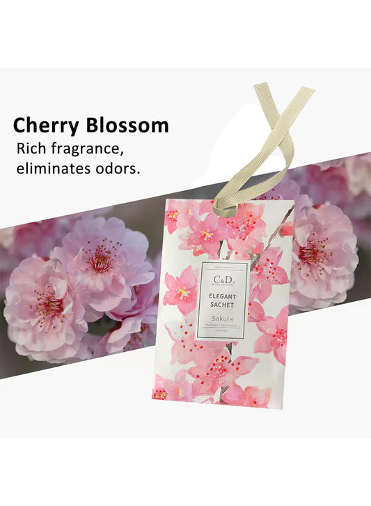 NOVO Aromatherapy Scented Sachets, Hanging Long Lasting Air Freshener for Wardrobes & Cars, 20g -Cherry Blossom