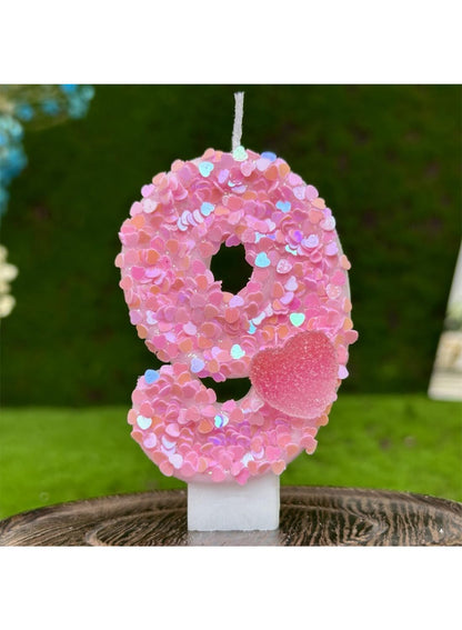 7cm Birthday Number Candles for Cake Decoration, Glittery Cake Toppers with Cute Designs, Perfect for Kids' Parties, Anniversaries, and Celebrations-Green Turtle(No.0)
