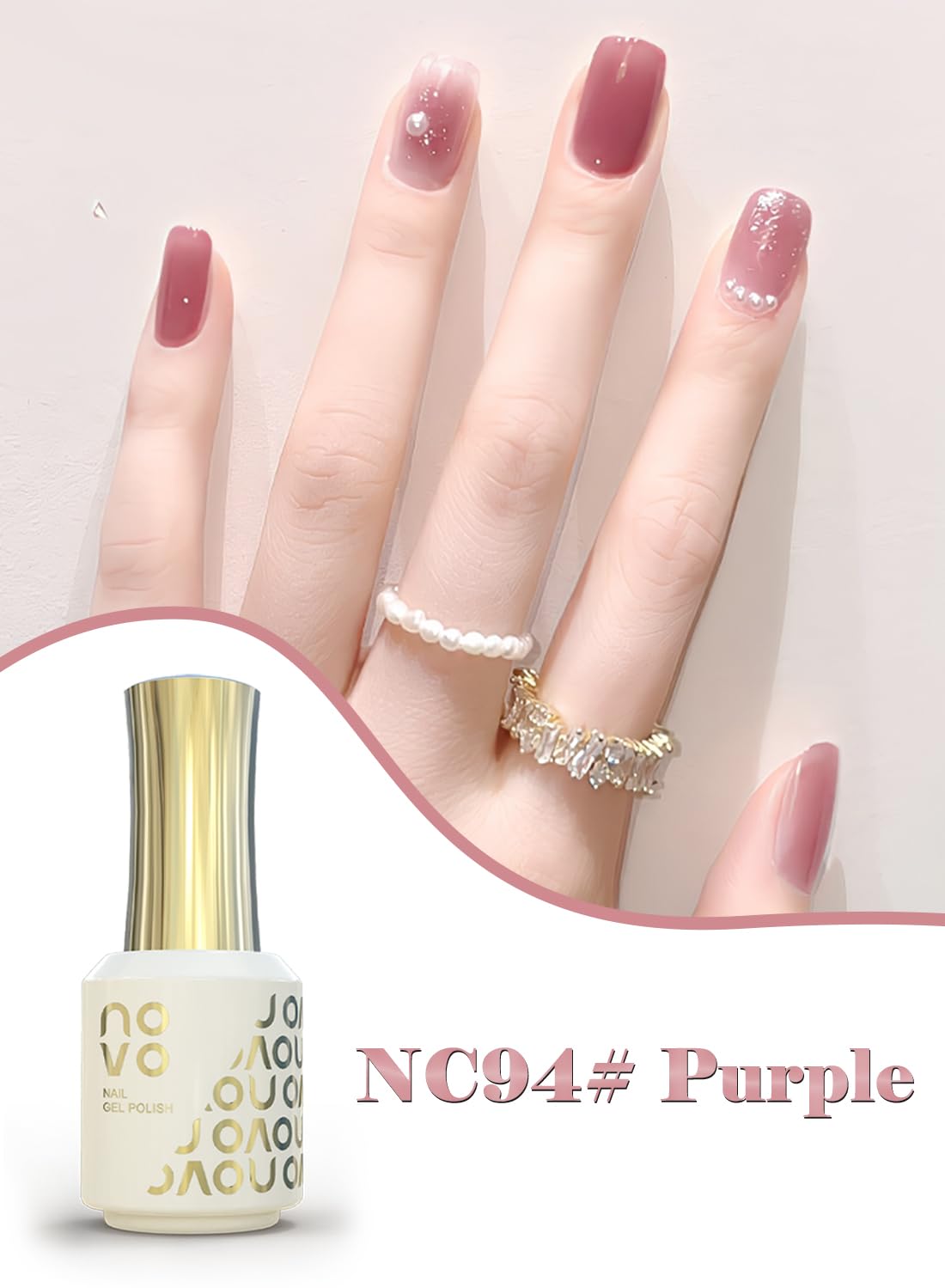 novo Jelly Gel Nail Polish, Sheer Nail Polish, UV LED Gel for DIY 12ml-NC94# Purple