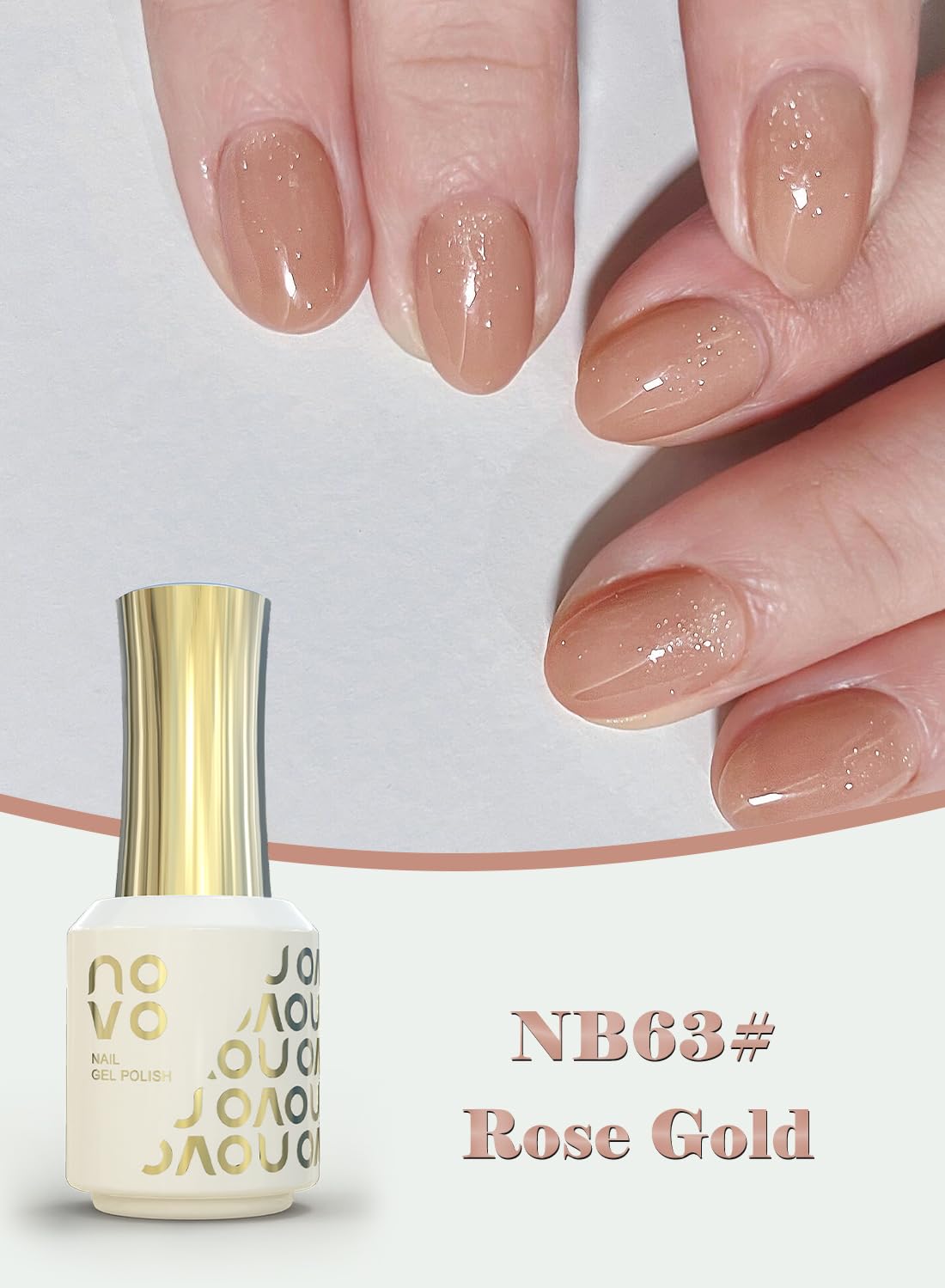 novo Rubber Base Gel, Shiny UV LED Gel Nail Polish for Women 12ml-NB1# Nude Beige