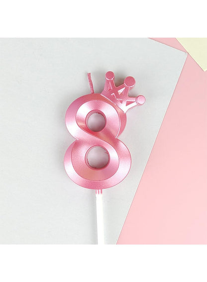 Birthday Number Candles for Cake Decoration, Glittery Cake Toppers with Cute Designs, Perfect for Kids' Parties, Anniversaries, and Celebrations-PINK(No.8)