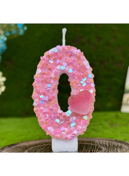 7cm Birthday Number Candles for Cake Decoration, Glittery Cake Toppers with Cute Designs, Perfect for Kids' Parties, Anniversaries, and Celebrations-Green Turtle(No.0)