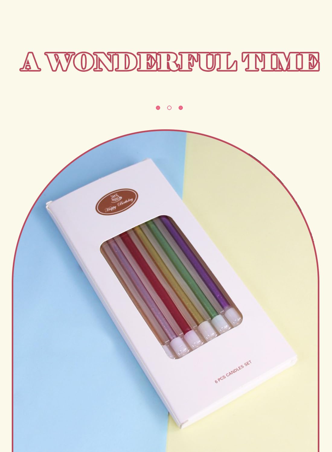 Colorful Long Thin Metallic Birthday Candles Kit£¬Glittery Cake Toppers with Cute Designs, Perfect for Kids' Parties, Anniversaries, and Celebrations-6Pcs Set Colorful