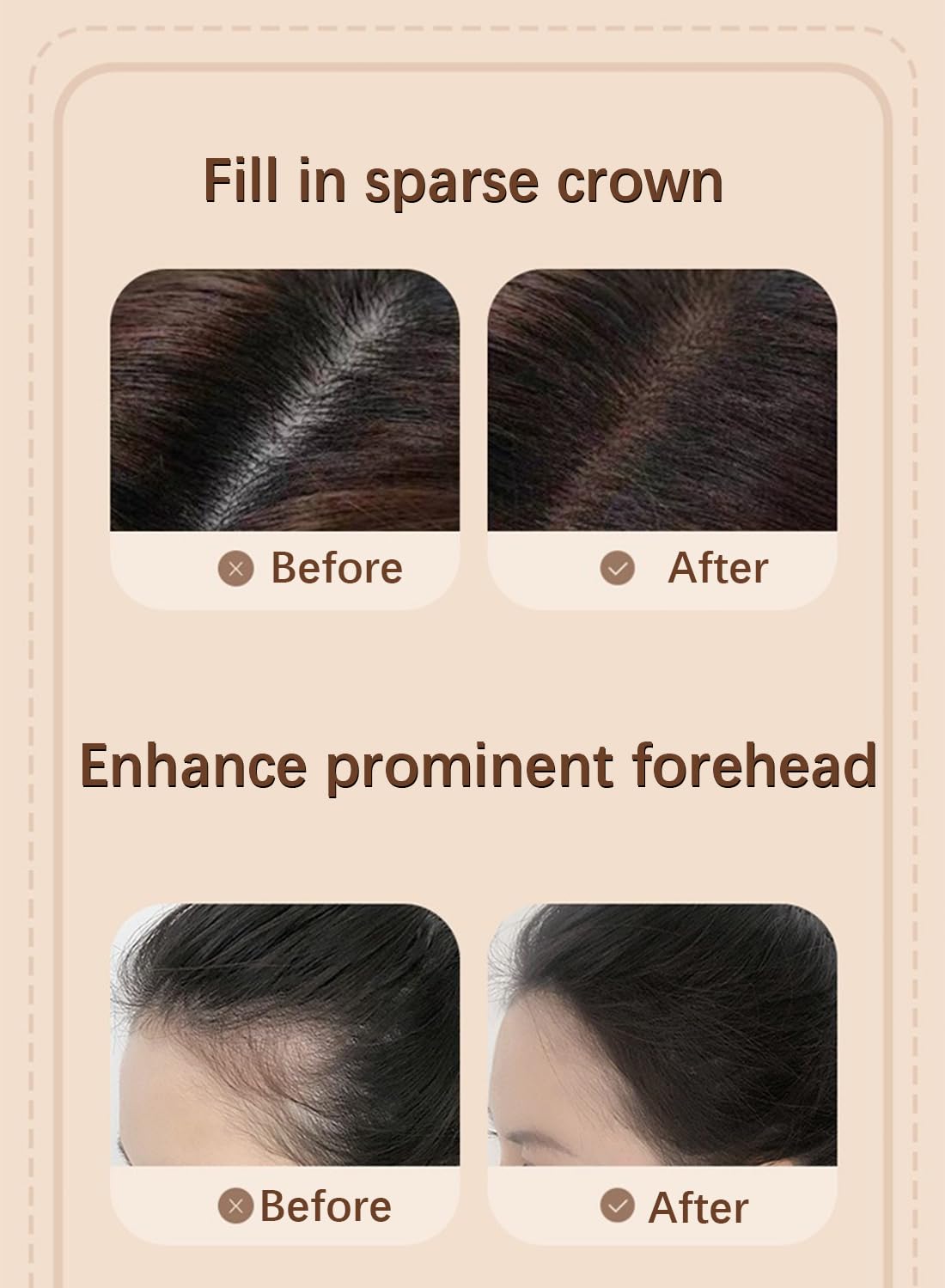 NOVO Instant Hair Shadow Stick with Puff, Root Touch-Up Powder for Thinning Grey Hairline, Hair Root Concealer for Women & Men, 4G, NO.02 Brown