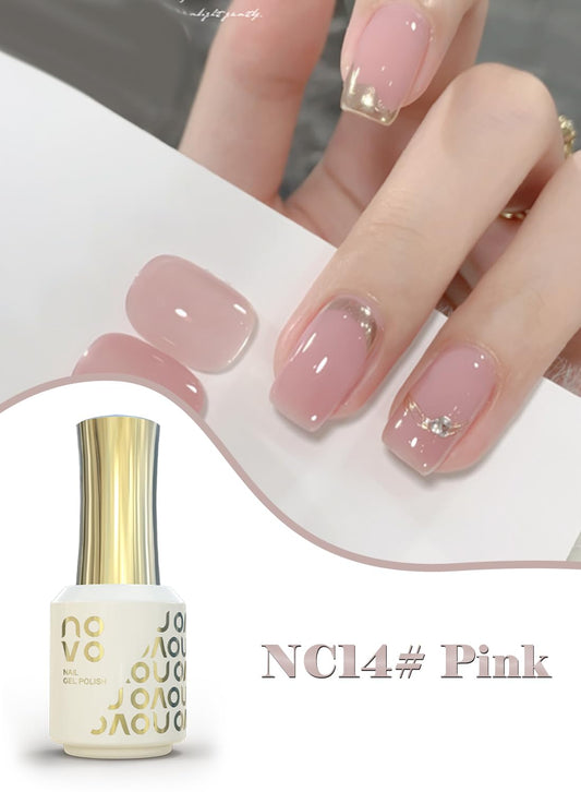 novo Jelly Gel Nail Polish, Sheer Nail Polish, UV LED Gel for DIY 12ml-NC14# Pink