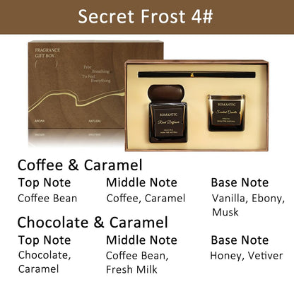 NOVO Scented Reed Diffuser Set ¨C Includes Aromatherapy Oil Diffuser and Coffee Aroma Candle for Home, Office & Cozy D¨¦cor -Chocolate & Coffee