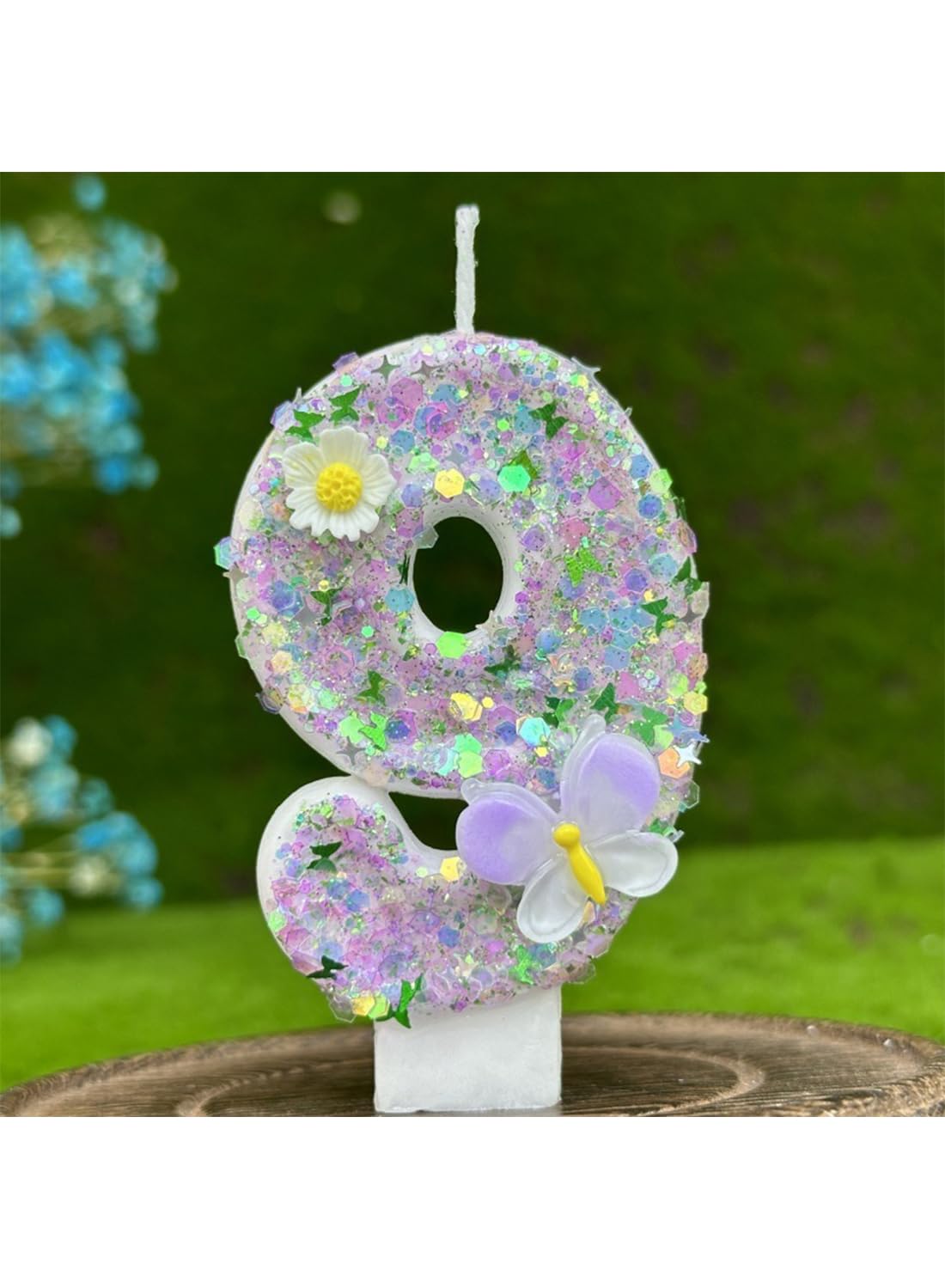 7cm Birthday Number Candles for Cake Decoration, Glittery Cake Toppers with Cute Designs, Perfect for Kids' Parties, Anniversaries, and Celebrations-Green Turtle(No.0)
