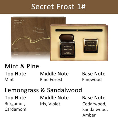NOVO Scented Reed Diffuser Set ¨C Includes Aromatherapy Oil Diffuser and Coffee Aroma Candle for Home, Office & Cozy D¨¦cor -Bergamot & Pine