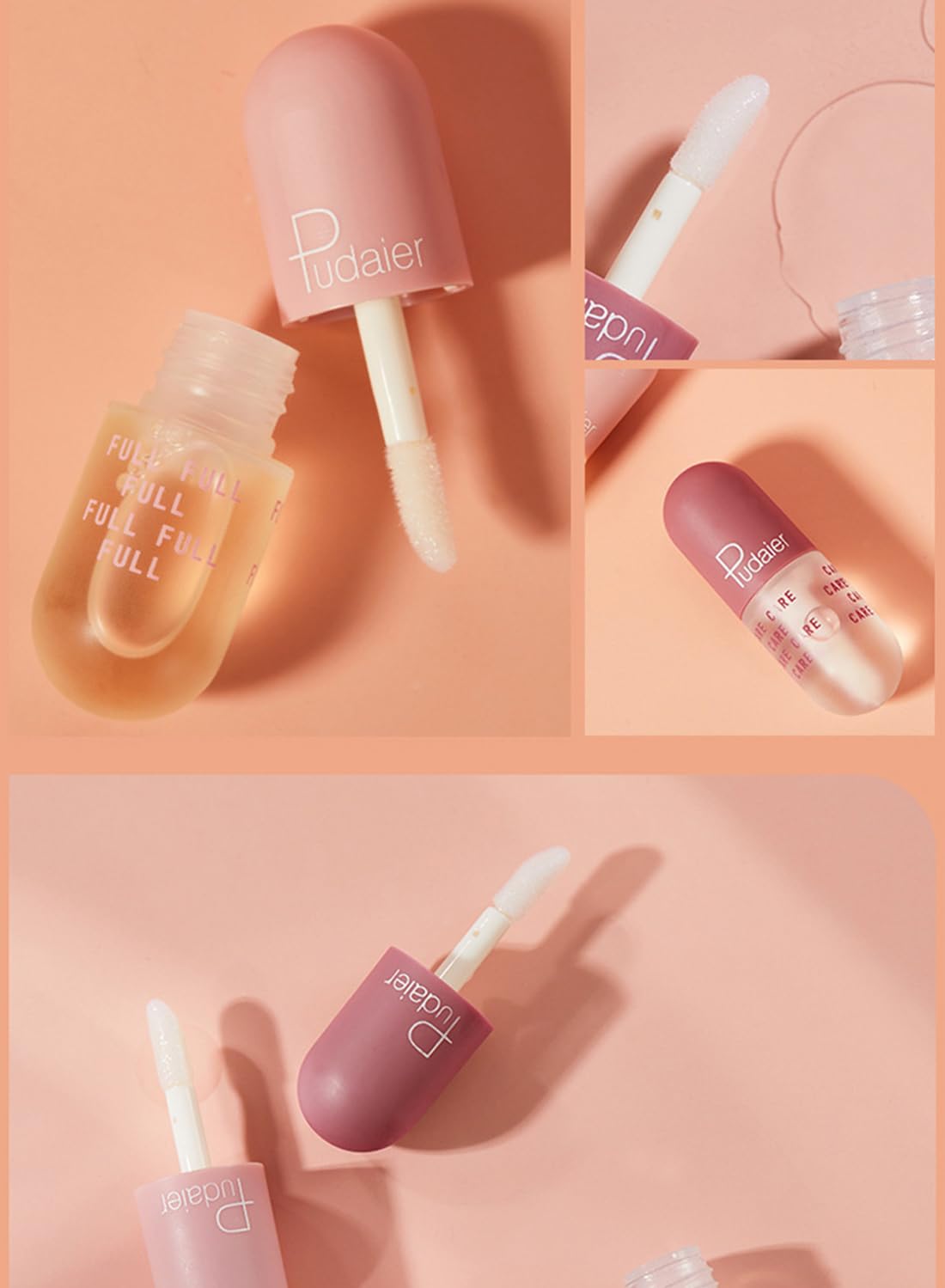 NOVO 2Pcs Lip Plumper Set, Long Lasting Moisturizing Repairing Enhancing Lip Balm, Nourishing Hydrating Lip Oil for Daily Care, Smoothing Lip Lines