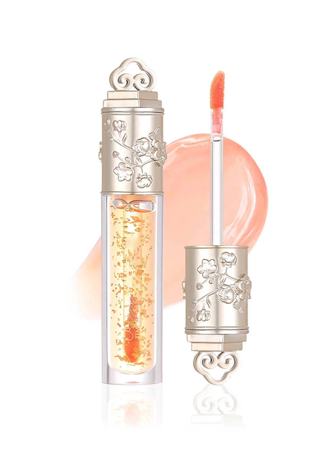 NOVO Lip Oil with Gold Foil, Color Changing Long Lasting Non Sticky Cup Lip Moisturizer to Fade Lip Lines and Plump Lip 6ml