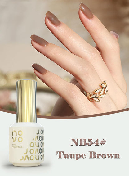 novo Rubber Base Gel, Shiny UV LED Gel Nail Polish for Women 12ml-NB54# Taupe Brown