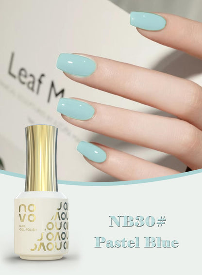novo Rubber Base Gel, Shiny UV LED Gel Nail Polish for Women 12ml-NB30# Pastel Blue