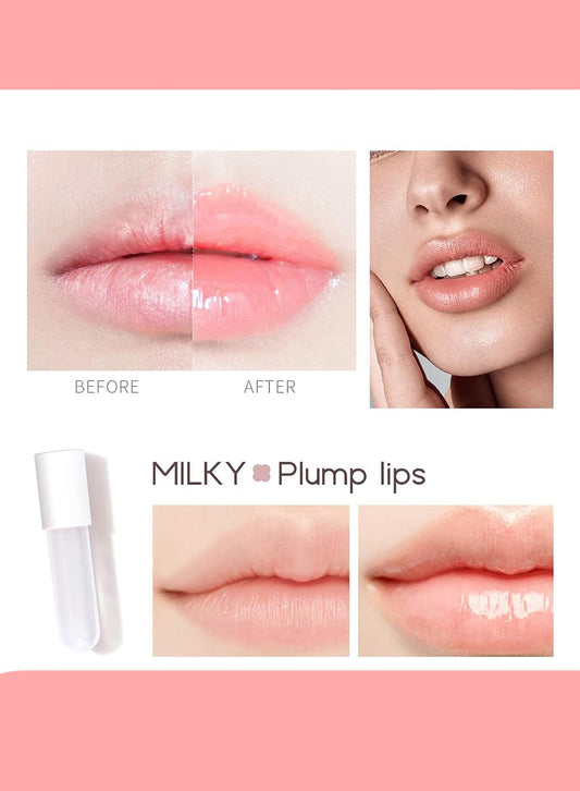NOVO Lip Care Kit with Natural Lip Plumper and Lip Care Serum, Hydrating Moisturizing Repairing Peeling Exfoliating Lip Treatment, Lip Gloss for Fuller Lips 2Pcs