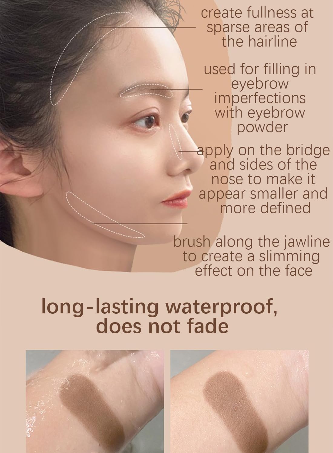 NOVO Instant Hair Shadow Stick with Puff, Root Touch-Up Pressed Powder for Thinning Grey Hairline, Hair Root Concealer for Unisex, 10G, NO.02 Black