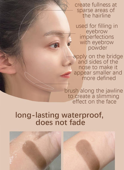NOVO Instant Hair Shadow Stick with Puff, Root Touch-Up Pressed Powder for Thinning Grey Hairline, Hair Root Concealer for Unisex, 10G, NO.02 Black