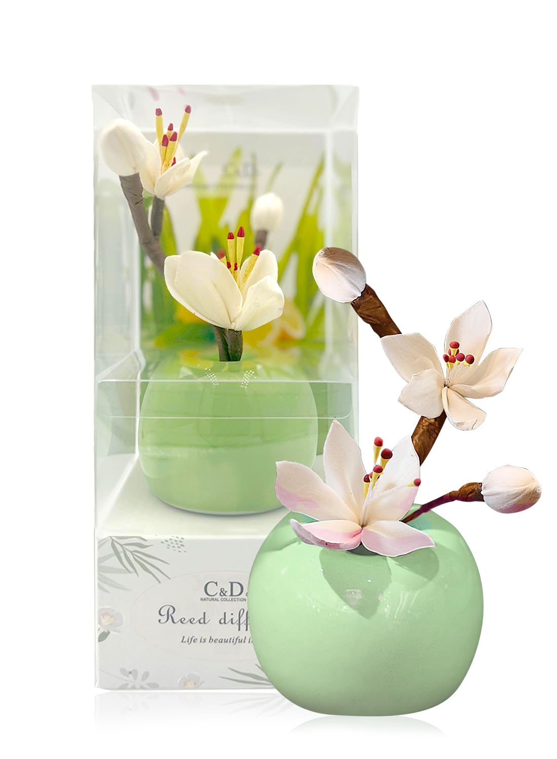 NOVO Diffuser, Natural Reed Diffuser Gift with Anti-Slip Pad, Long Lasting Scent for Room Bathroom Office & Car Decor,Air Fresheners&Stress Relief 30ml - Lemon & Citronella