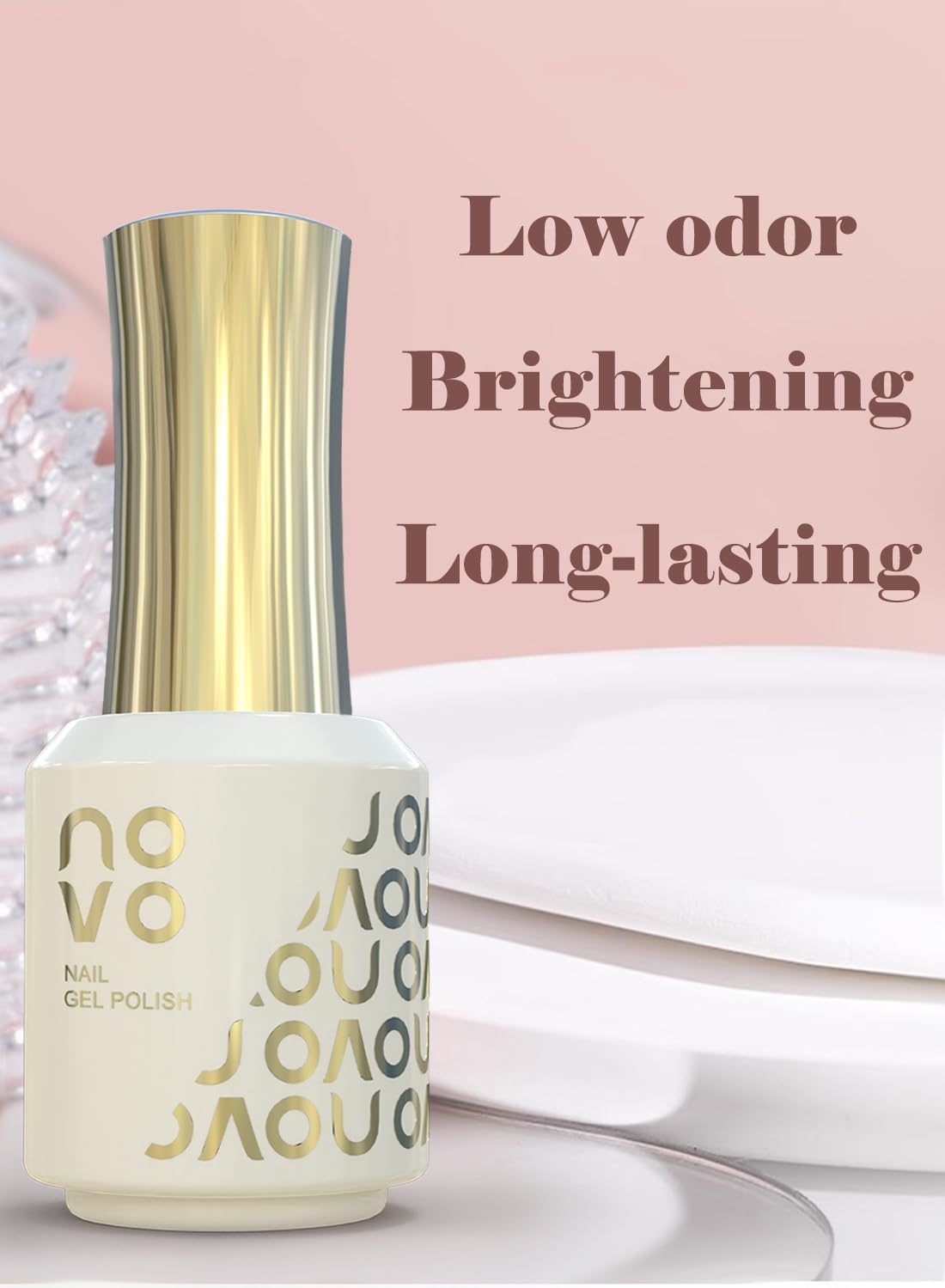 novo Clear Gel Top Coat, UV & LED Cured Soak-Off Nail Polish for Women 15ml