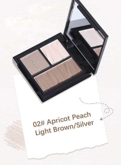 NOVO Three Colors Contour Palette, Makeup Palette Contain Contour and Highlighter, Long Lasting Waterproof Eye Makeup Palette, Contouring Palette, Matte Radiance Luminizer #01