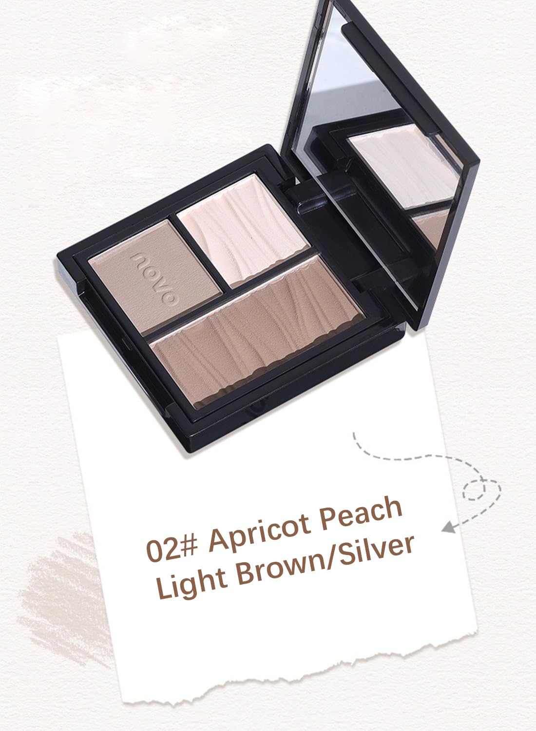 NOVO Three Colors Contour Palette, Makeup Palette Contain Contour and Highlighter, Long Lasting Waterproof Eye Makeup Palette, Contouring Palette, Matte Radiance Luminizer #02
