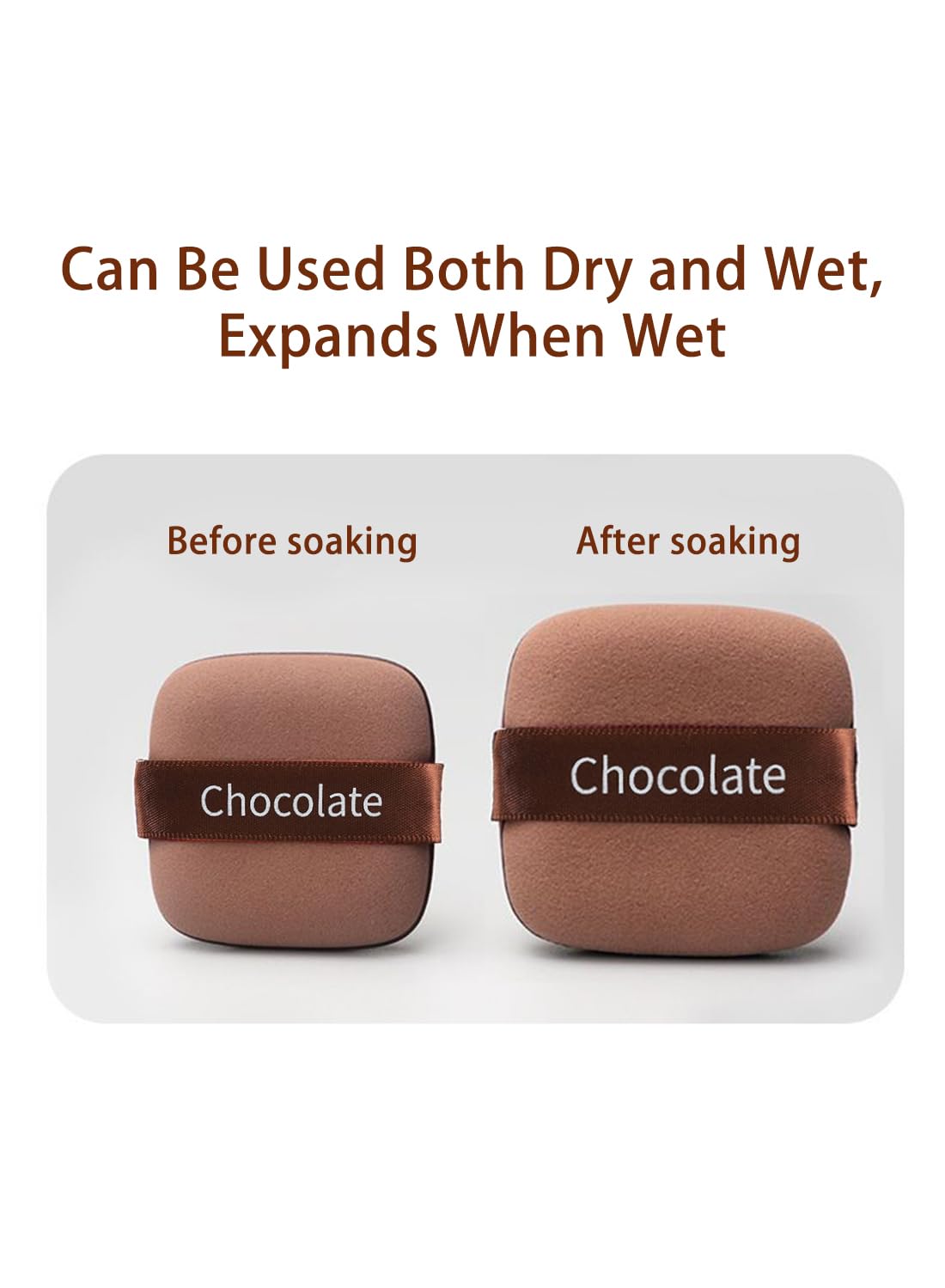NOVO 8.5t Square Powder Puff Set¨C 6Pcs Makeup Sponges in Chocolate Brown for Smooth Blending and Coverage