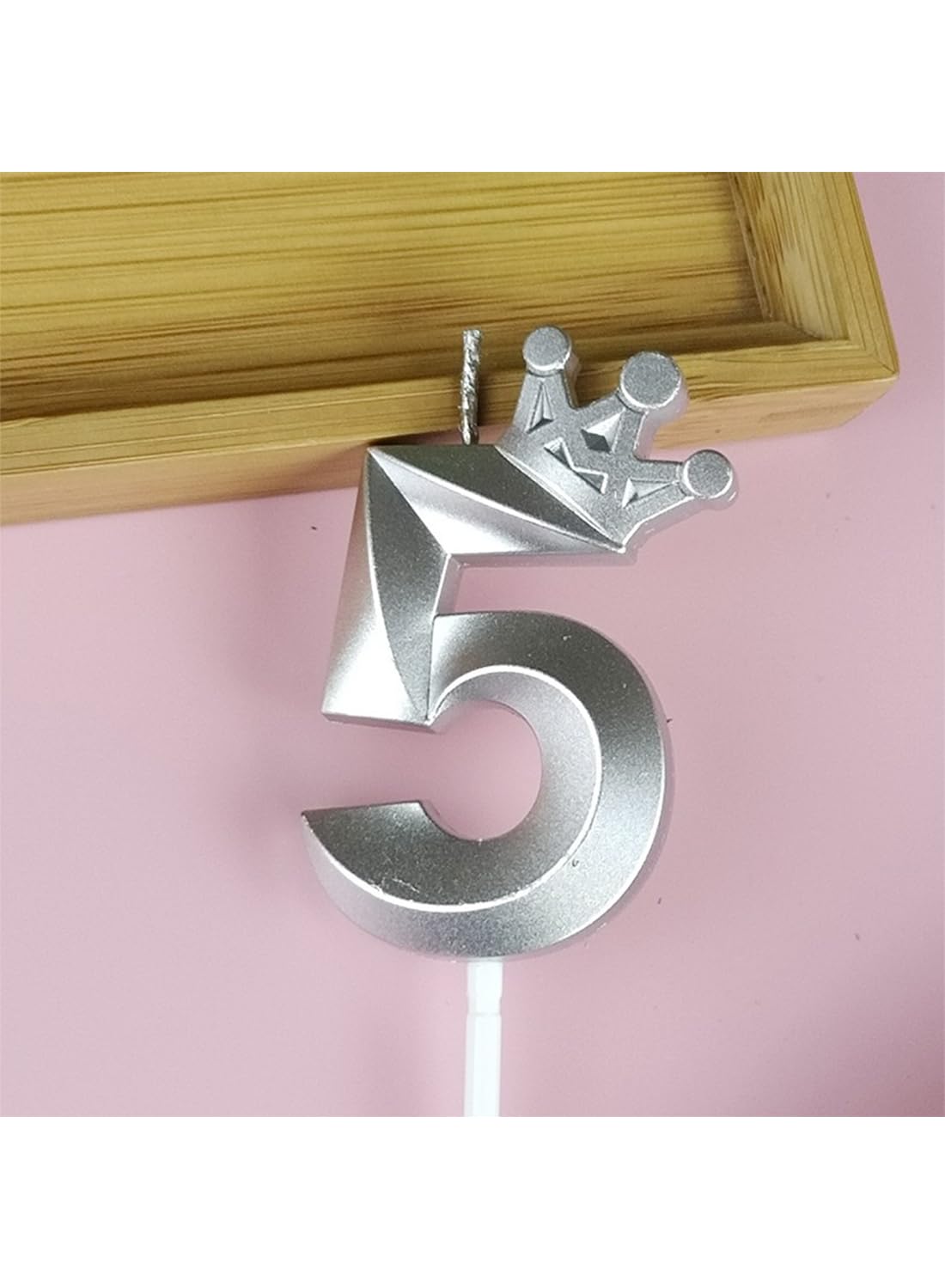 Birthday Number Candles for Cake Decoration, Glittery Cake Toppers with Cute Designs, Perfect for Kids' Parties, Anniversaries, and Celebrations-silver(No.5)