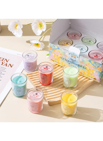 NOVO Scented Candles Set, Natural Soy Wax Blend Aromatherapy Candle with Pure Essential Oils 55g X 6Pcs DG01