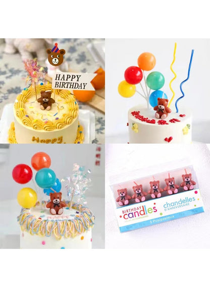Colorful Long Thin Metallic Birthday Candles Kit£¬Glittery Cake Toppers with Cute Designs, Perfect for Kids' Parties, Anniversaries, and Celebrations-6Pcs Set Colorful