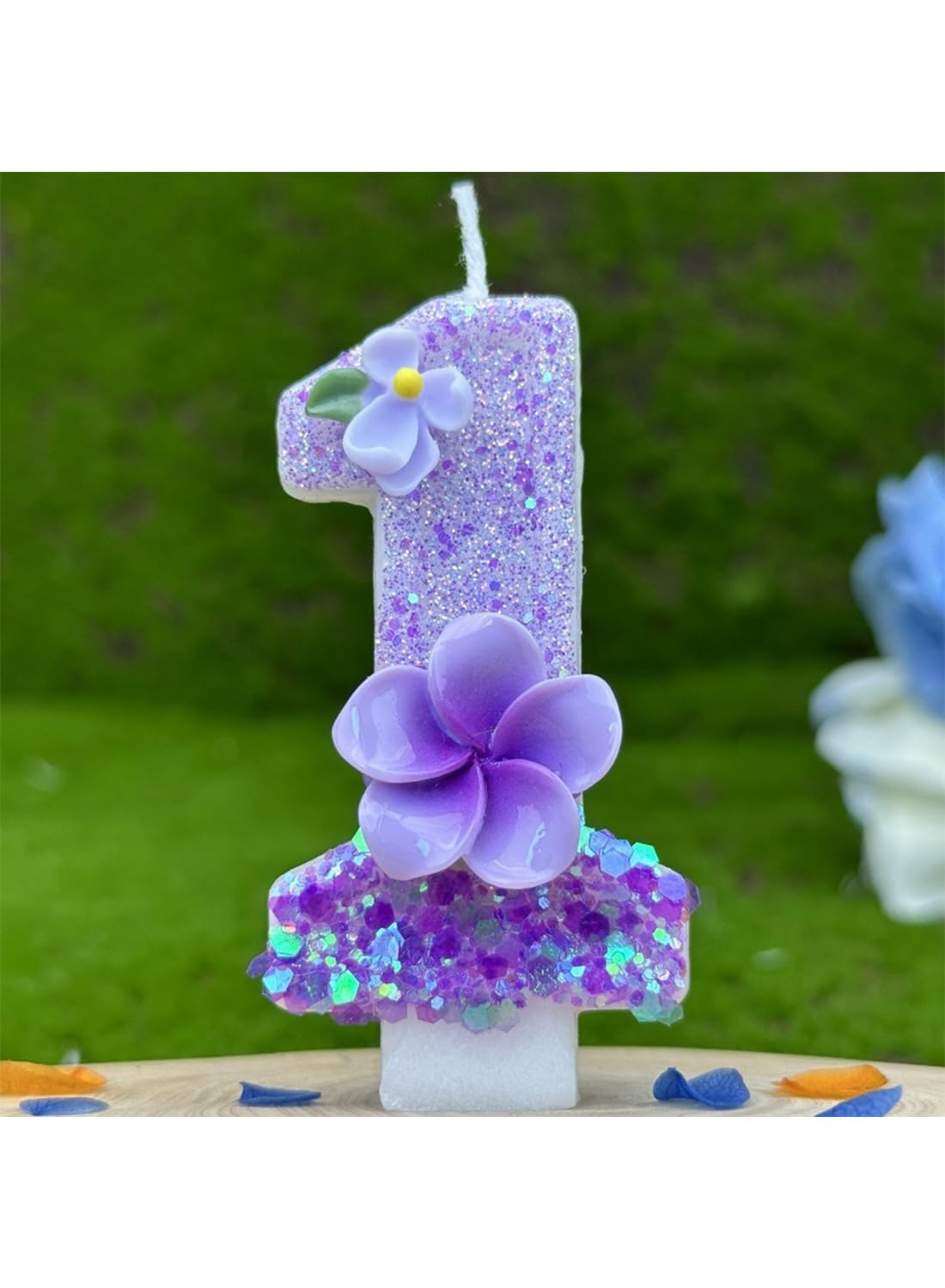 7cm Birthday Number Candles for Cake Decoration, Glittery Cake Toppers with Cute Designs, Perfect for Kids' Parties, Anniversaries, and Celebrations-Green Turtle(No.0)