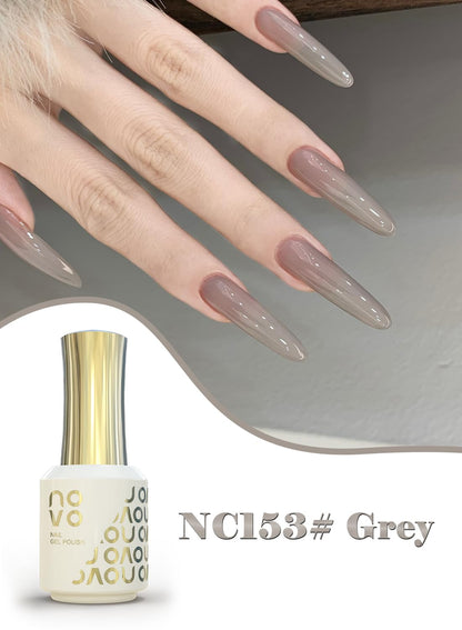 novo Jelly Gel Nail Polish, Sheer Nail Polish, UV LED Gel for DIY 12ml-NC153# Grey