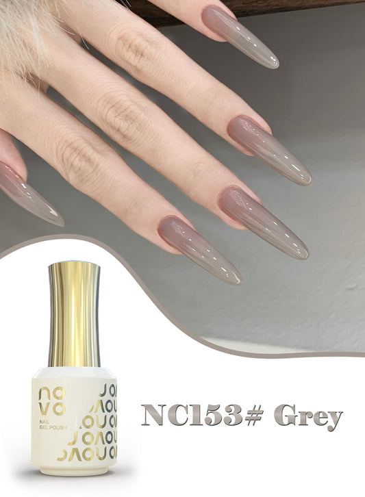 novo Jelly Gel Nail Polish, Sheer Nail Polish, UV LED Gel for DIY 12ml-NC153# Grey