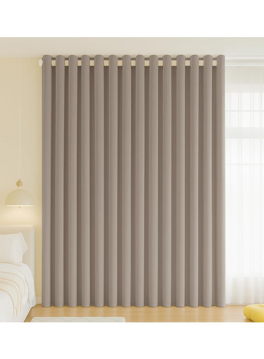 NOVO Double-Sided Chenille Blackout Curtain ¨C Grommet Top, 95% Light Blocking, Single Panel, W250 x H270CM, Fits Windows 125¨C165CM Wide (Beige)