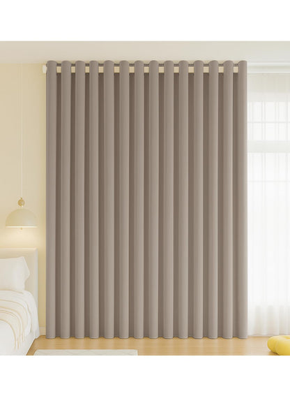 NOVO Double-Sided Chenille Blackout Curtain ¨C Grommet Top, 95% Light Blocking, Single Panel, W250 x H270CM, Fits Windows 125¨C165CM Wide (Beige)