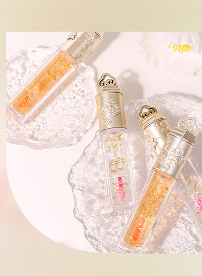 NOVO Lip Oil with Gold Foil, Color Changing Long Lasting Non Sticky Cup Lip Moisturizer to Fade Lip Lines and Plump Lip 6ml