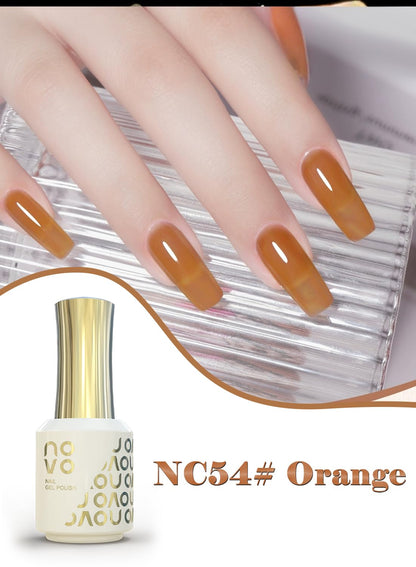 novo Jelly Gel Nail Polish, Sheer Nail Polish, UV LED Gel for DIY 12ml-NC54# Orange