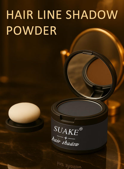 NOVO Hair Shadow Powder with Puff Touch, Instantly Natural Magical Hairline Concealer, Hair Root Dye for Thinning Hair, Beautify Forehead Curves 4G Brown