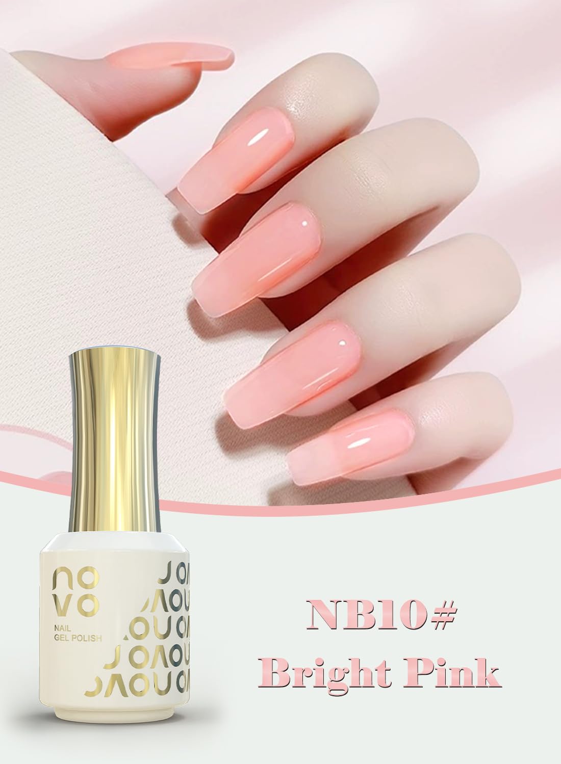 novo Rubber Base Gel, Shiny UV LED Gel Nail Polish for Women 12ml-NB1# Nude Beige