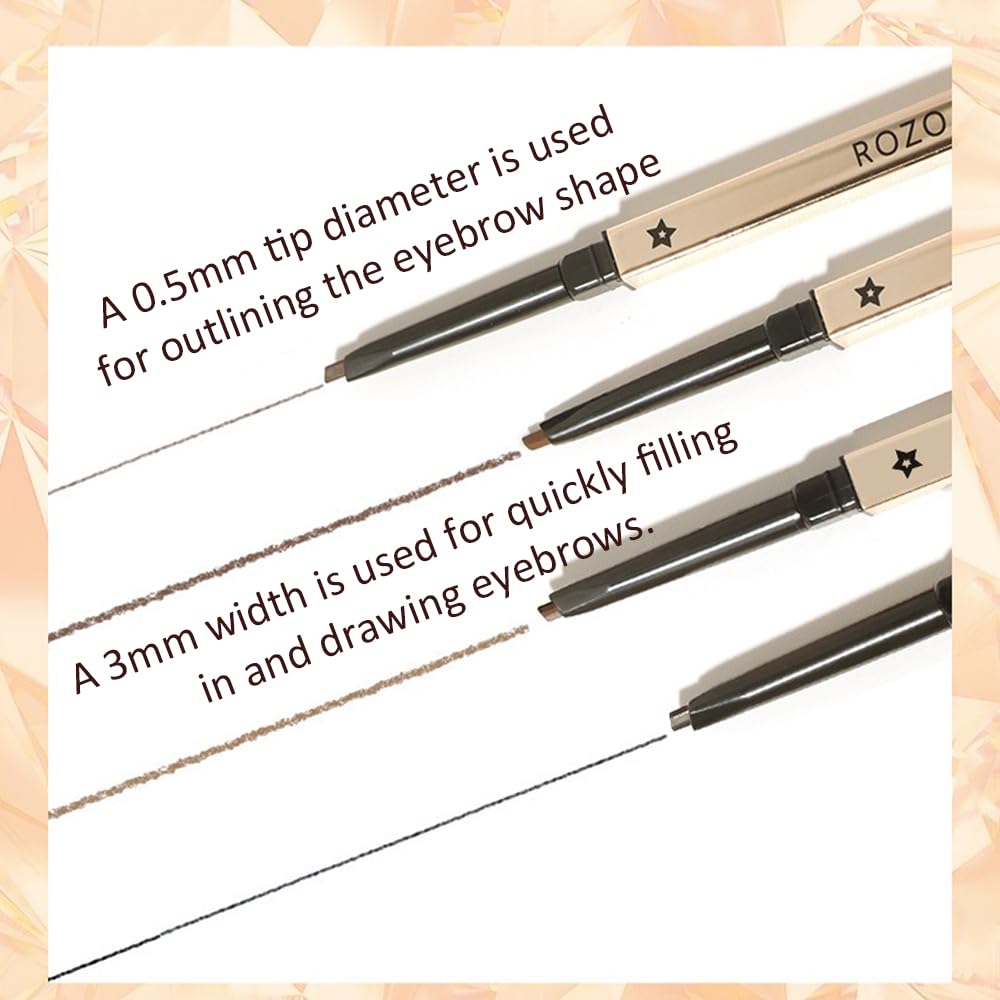 NOVO Eyebrow Pencil with Spiral Brush, Micro-Fine Tip, Waterproof Brow Pen