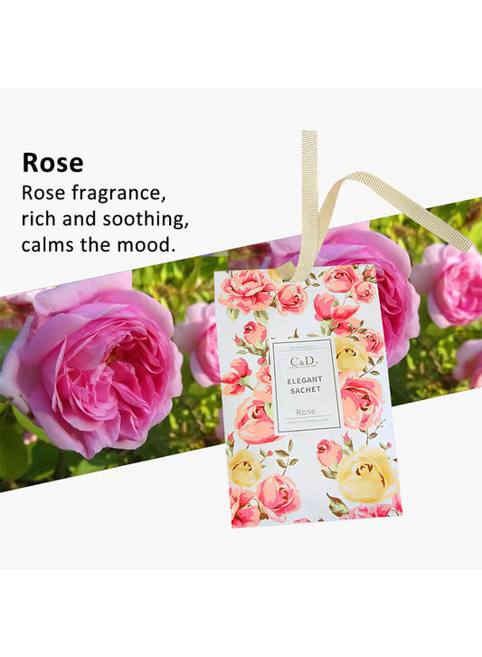 NOVO Aromatherapy Scented Sachets, Hanging Long Lasting Air Freshener for Wardrobes & Cars, 20g -Rose