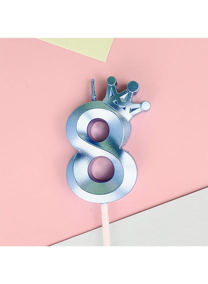 Birthday Number Candles for Cake Decoration, Glittery Cake Toppers with Cute Designs, Perfect for Kids' Parties, Anniversaries, and Celebrations-BLUE(No.8)