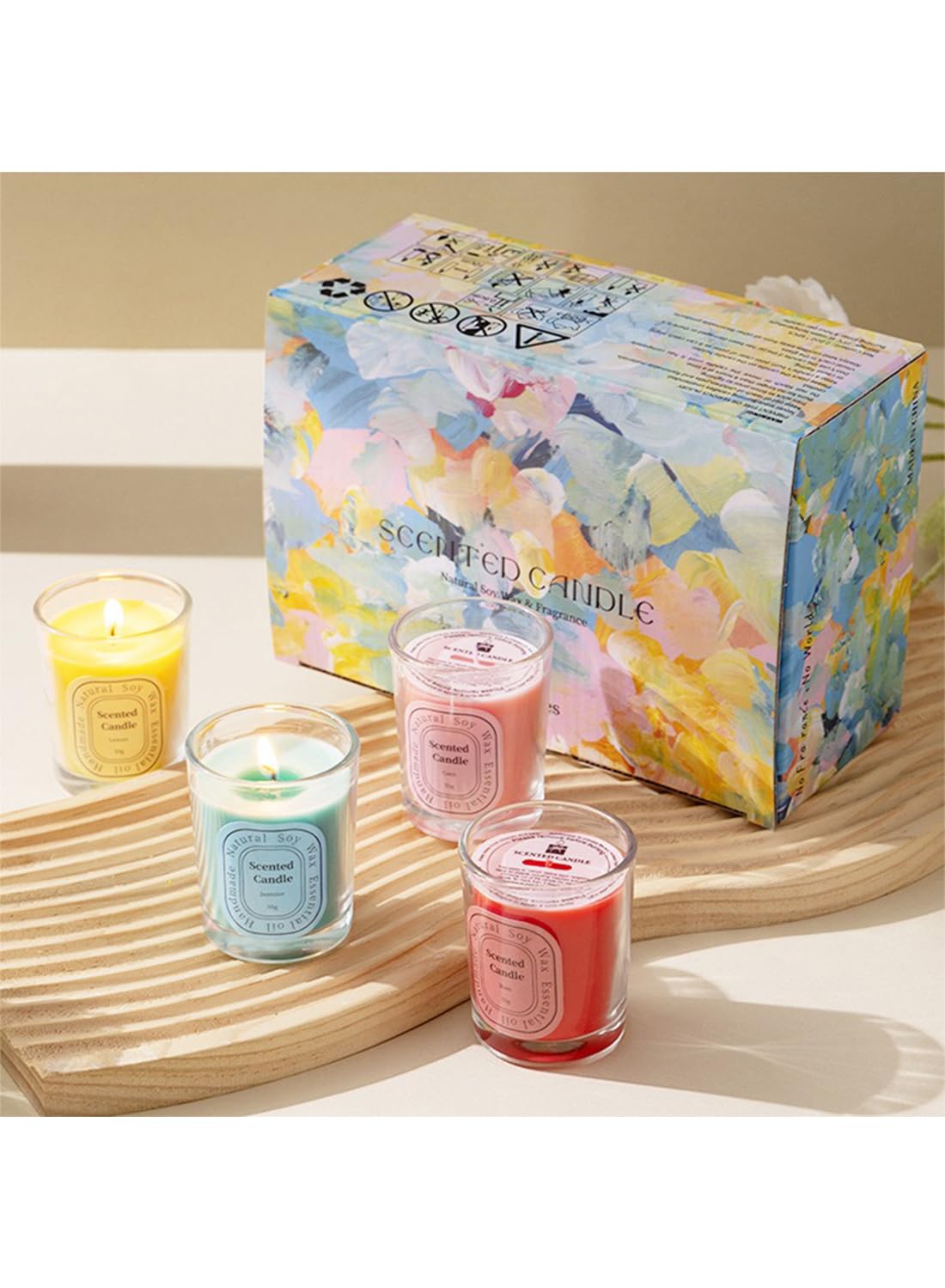 NOVO Scented Candles, Natural Soy Wax Blend Aromatherapy Candle with Pure Essential Oils 55g-Vanilla