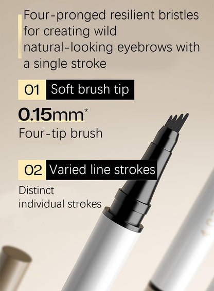 NOVO Eyebrow Pen with Micro-Fork Tip, 4 Tip Microblade Eyebrow & Waterproof Long Lasting Brow Contouring Pencil - Grey Black