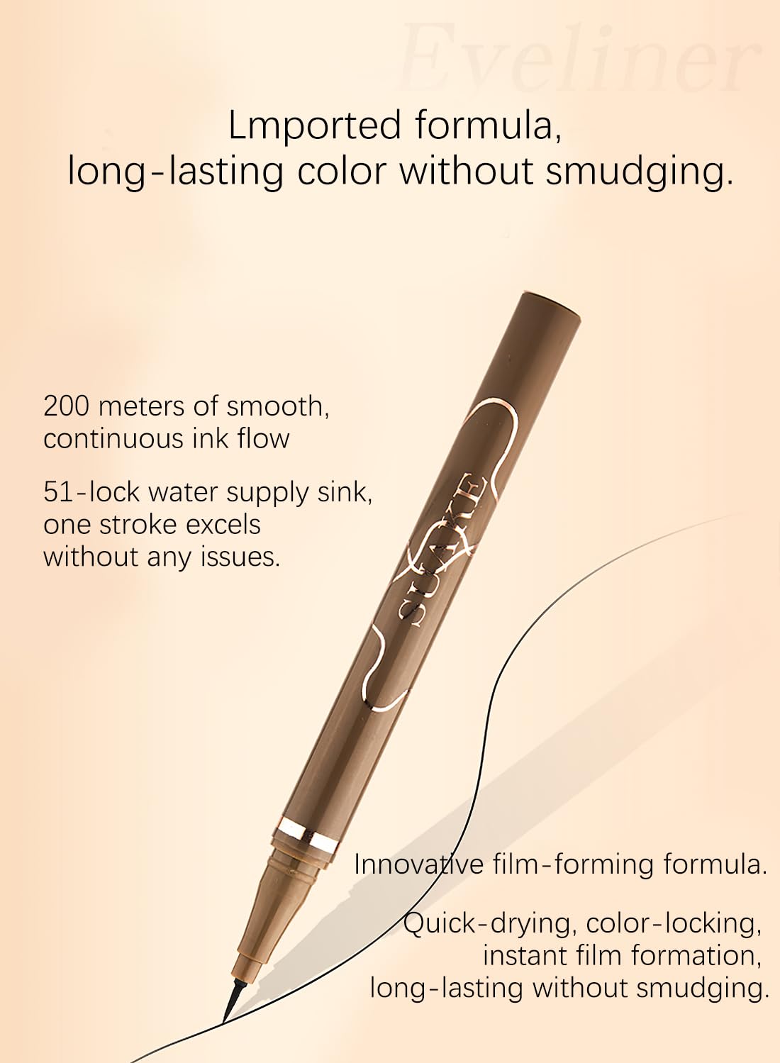 NOVO Liquid Eyeliner Pen, Quick Drying Long Lasting Waterproof Precision Eyeliner, Super Slim Eye Makeup, Ultra-Fine Tip, Natural Finish - Brown