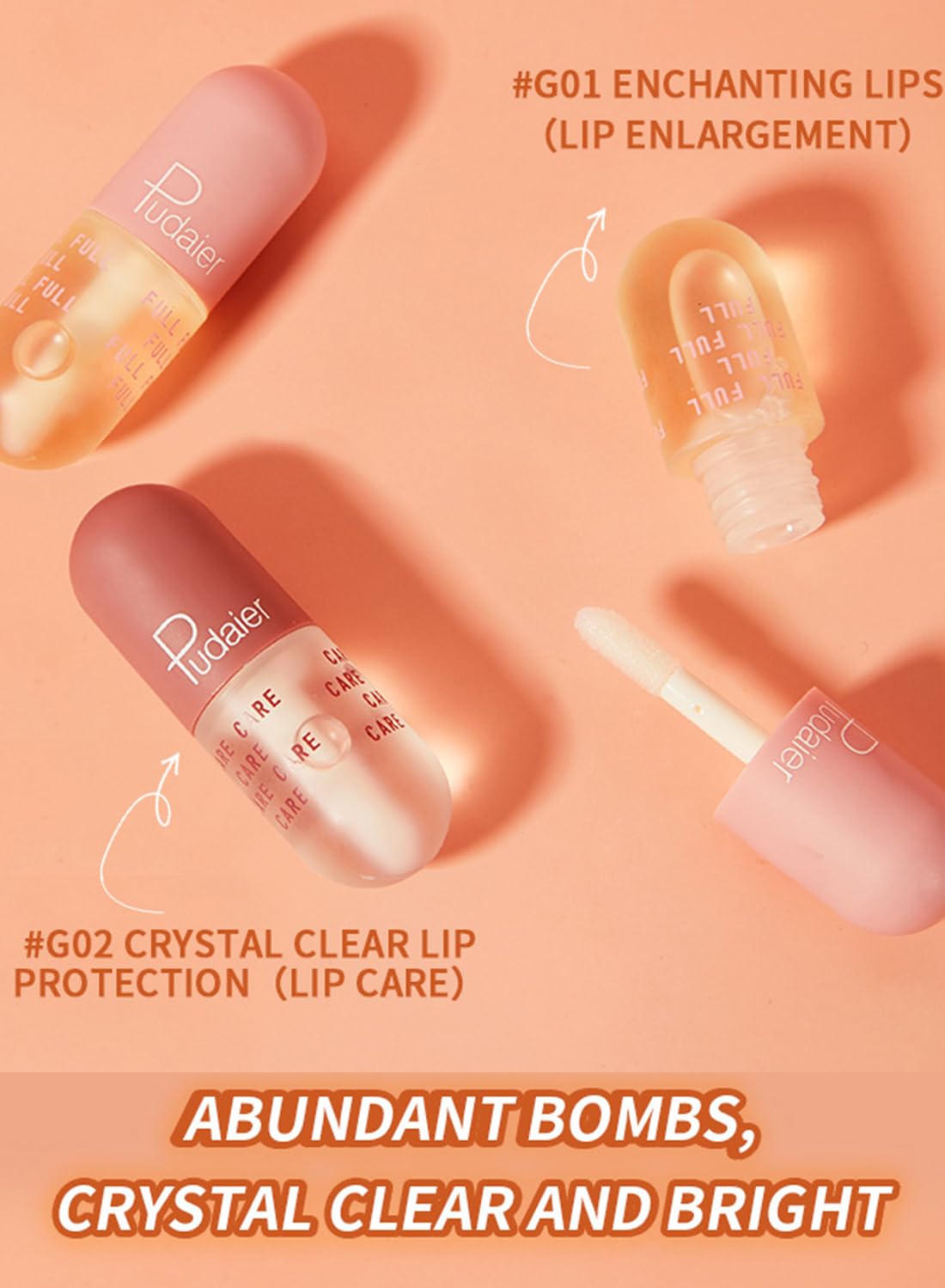 NOVO 2Pcs Lip Plumper Set, Long Lasting Moisturizing Repairing Enhancing Lip Balm, Nourishing Hydrating Lip Oil for Daily Care, Smoothing Lip Lines